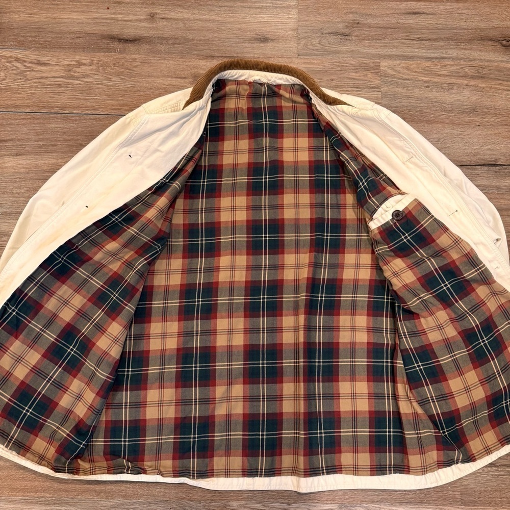 Vintage Lands End Jacket Mens Button Close Canvas Flannel Lined Collar Vtg XL - Picture 6 of 7